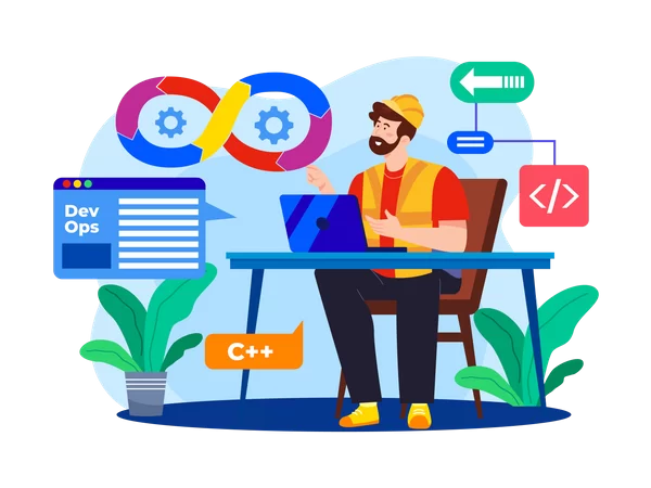 devops-engineer-illustration-download-in-svg-png-gif-file-formats--programmers-communicate-development-operation-information-technology-pack-design-illustrations-4799734